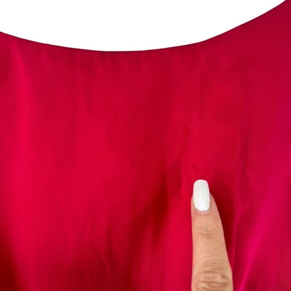 1960s Party Dress Berry Red Bow Back Sleeveless Flare Skirt Monterey Modes XS - Picture 9 of 13